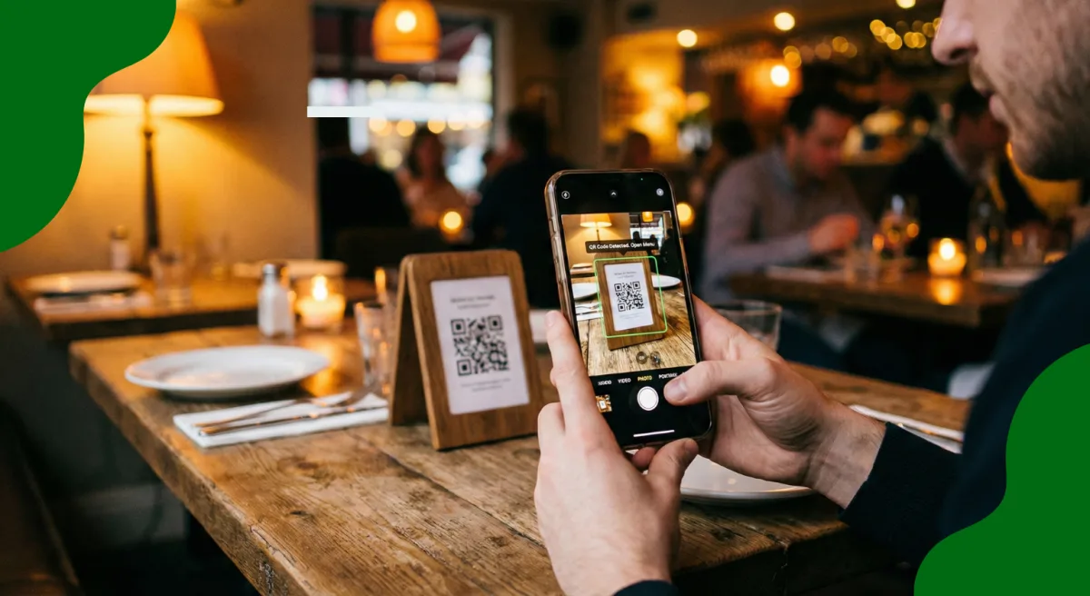 Customer scanning a QR code